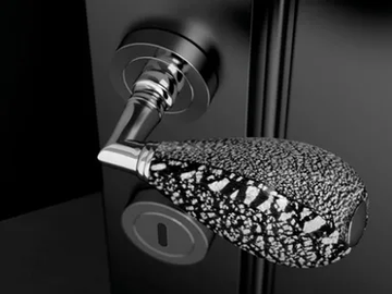 GOCCIA BLACK/SILVER LEAF - Murano glass door handle by Glass Design - view 2